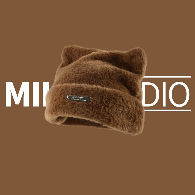 Panamos moterų rudens ir žiemos šilumos imitacija audinės vilnos megztinis šaltas kepuraitė Baotou Fashion Outdoor Y2K H113 kepuraitė