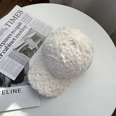 Zimska podebljana ženska bejzbolska kapa s imitacijom zečjeg krzna pačjeg jezika, jednobojna, moderna i topla kapa H30