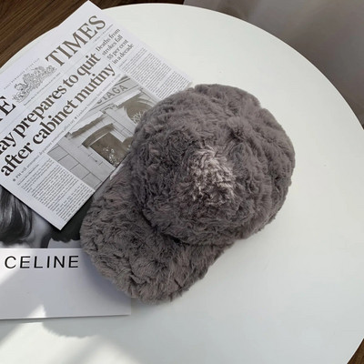 Zimska podebljana ženska bejzbolska kapa s imitacijom zečjeg krzna pačjeg jezika, jednobojna, moderna i topla kapa H30