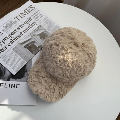 Zimska podebljana ženska bejzbolska kapa s imitacijom zečjeg krzna pačjeg jezika, jednobojna, moderna i topla kapa H30