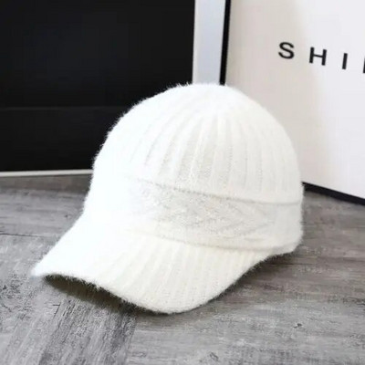Rudens un ziemas jauna silta pīļu cepure Sieviešu jauktas krāsas trušu mati Trikotāžas cepures Ausu aizsardzība Vilnas cepure Bieza beisbola cepure