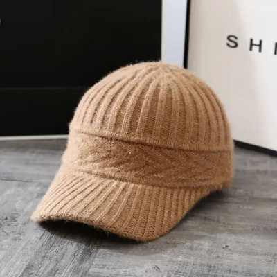 Rudens un ziemas jauna silta pīļu cepure Sieviešu jauktas krāsas trušu mati Trikotāžas cepures Ausu aizsardzība Vilnas cepure Bieza beisbola cepure