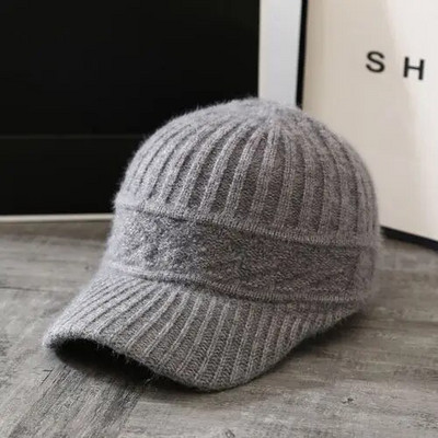Rudens un ziemas jauna silta pīļu cepure Sieviešu jauktas krāsas trušu mati Trikotāžas cepures Ausu aizsardzība Vilnas cepure Bieza beisbola cepure