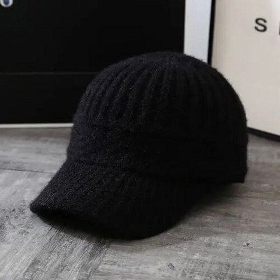 Rudens un ziemas jauna silta pīļu cepure Sieviešu jauktas krāsas trušu mati Trikotāžas cepures Ausu aizsardzība Vilnas cepure Bieza beisbola cepure