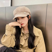 Panamas sieviešu rudens un ziemas zelta astoņstūrains beretes pīles mēles gleznotāja cepure, modes retro eleganta silta cepure H127