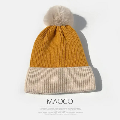 W14 Bubble Zimska kapa Ženska debela vunena kapa Topla pletena modna zadebljana zimska kapa