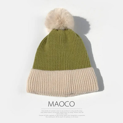 W14 Bubble Zimska kapa Ženska debela vunena kapa Topla pletena modna zadebljana zimska kapa