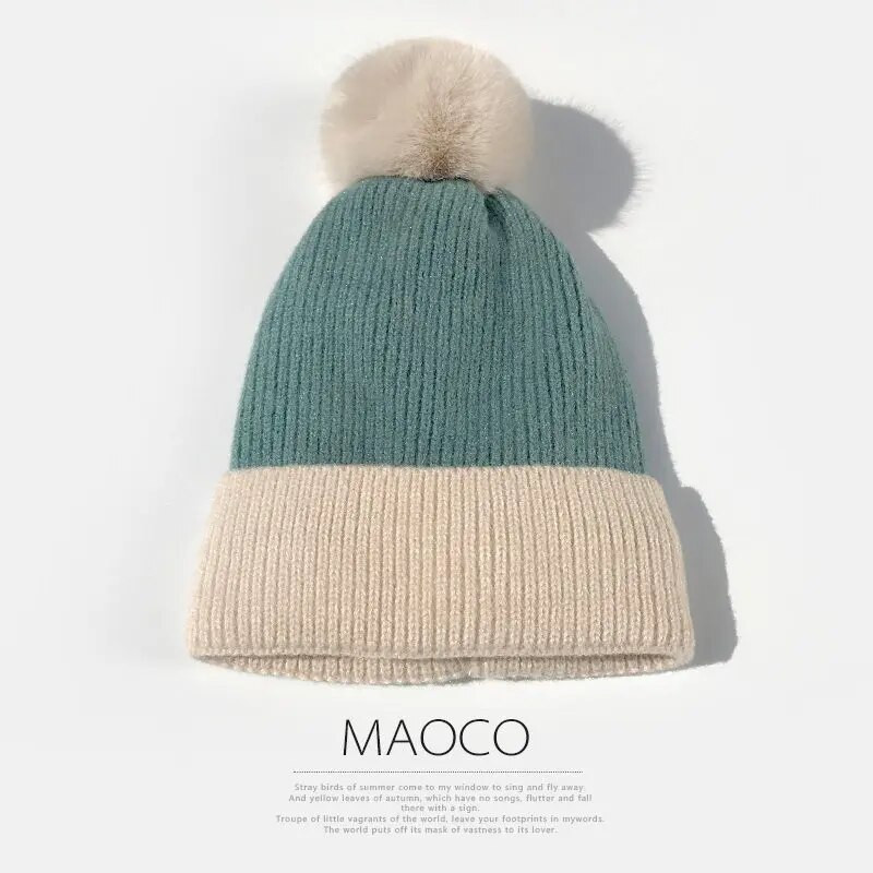 W14 Bubble Zimska kapa Ženska debela vunena kapa Topla pletena modna zadebljana zimska kapa