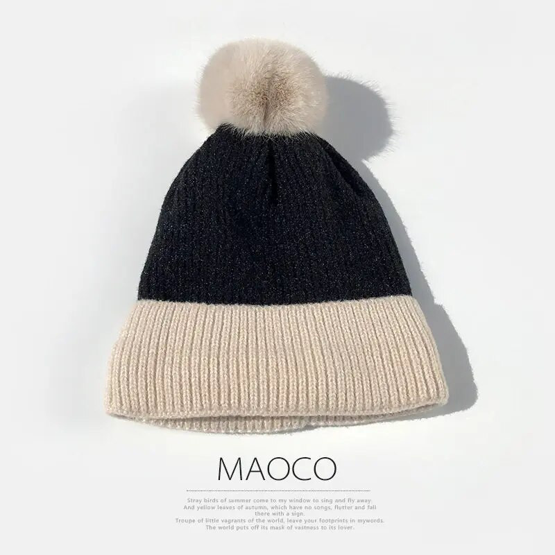 W14 Bubble Zimska kapa Ženska debela vunena kapa Topla pletena modna zadebljana zimska kapa