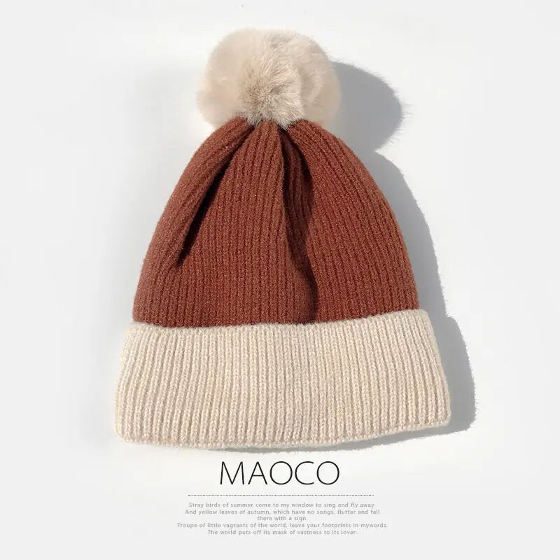 W14 Bubble Zimska kapa Ženska debela vunena kapa Topla pletena modna zadebljana zimska kapa