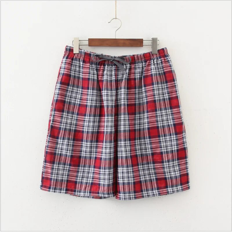 2023 m. vasara Vyriški 100 % medvilnės miego šortai pižamos apatiniai miegui kelnės Vyriški laisvalaikio languoti namų šortai Vyriški naktiniai šortai M-XXL