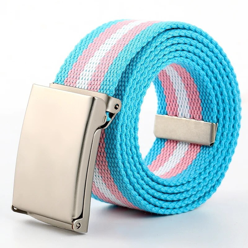 3,8 cm prugasti platneni ženski remen od legure s glatkom kopčom, modni pleteni remen za sportove na otvorenom, muškarci, veleprodaja