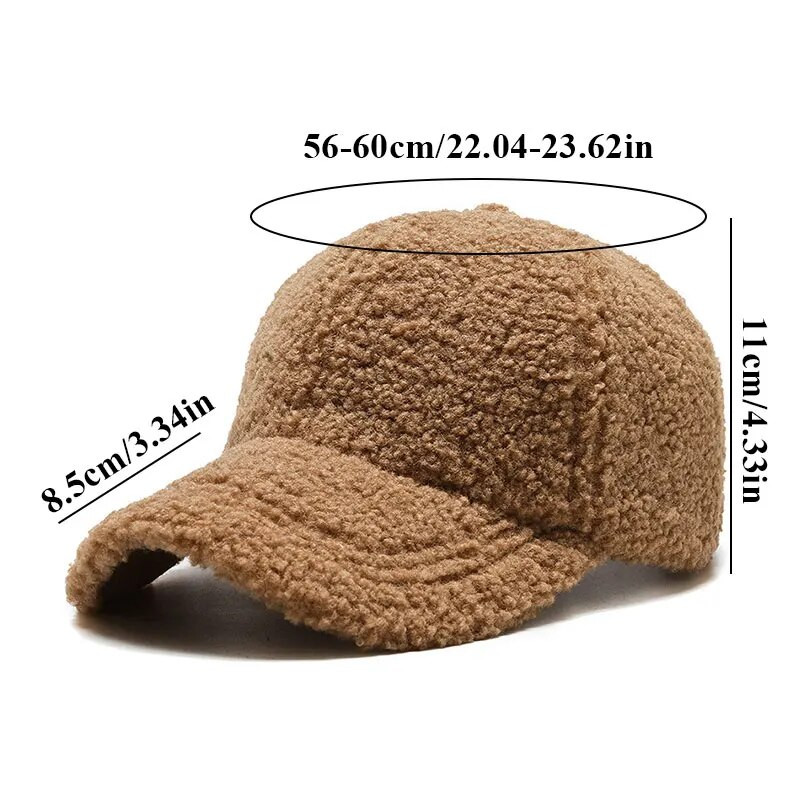 Zimska kapa od janjećeg krzna, uniseks, bejzbol kape, korejske jednobojne, tople vunene kape, plišana podesiva bejzbolka, kapa za tatu kamiondžije