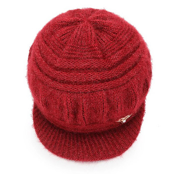 Γυναικεία πλεκτά Καπέλα Newsboy Beanie Winter Hat μαλλί Φθινοπωρινό για Χοντρό γείσο Καπέλα για πάπια Cabbie