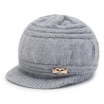 Γυναικεία πλεκτά Καπέλα Newsboy Beanie Winter Hat μαλλί Φθινοπωρινό για Χοντρό γείσο Καπέλα για πάπια Cabbie