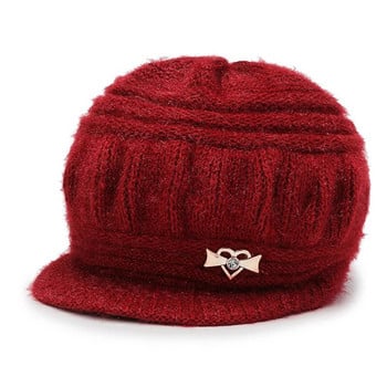 Γυναικεία πλεκτά Καπέλα Newsboy Beanie Winter Hat μαλλί Φθινοπωρινό για Χοντρό γείσο Καπέλα για πάπια Cabbie