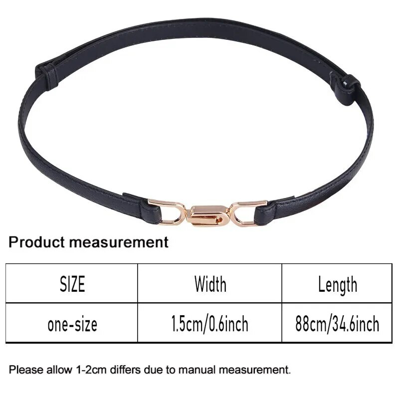 Ženski kožni uski remen za haljinu Podesivi tanki remen za struk Haljina remen s vintage zlatnom kopčom od umjetne kože