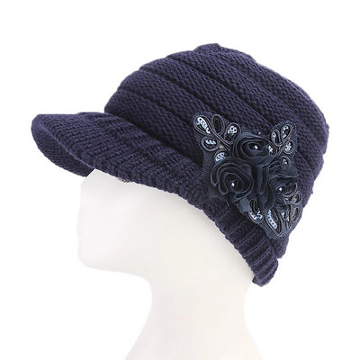Zimske Ženske Ženske Ženske Cvjetne Cvjetne Rastezljive Pletene Šiltar Kape Tople Za Jesen Zimu Na otvorenom שטריימל כובע Viseira Turbante
