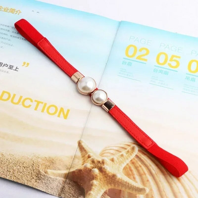 Radoša pērļu sprādzes josta PU ādas kleita svārki viduklis elastīga plānas sieviešu jostas sieviešu jostasvietas apģērbi, kas atbilst stilam