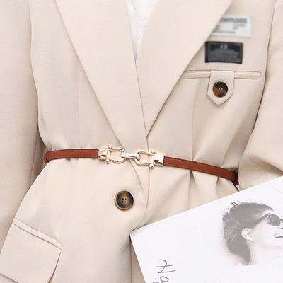 Naiste nahast õhuke vöö metallist lihtne konksuga pandlaga reguleeritav vöörihm püksikleidi jaoks Brändi disaineri kaunistus vöörihm