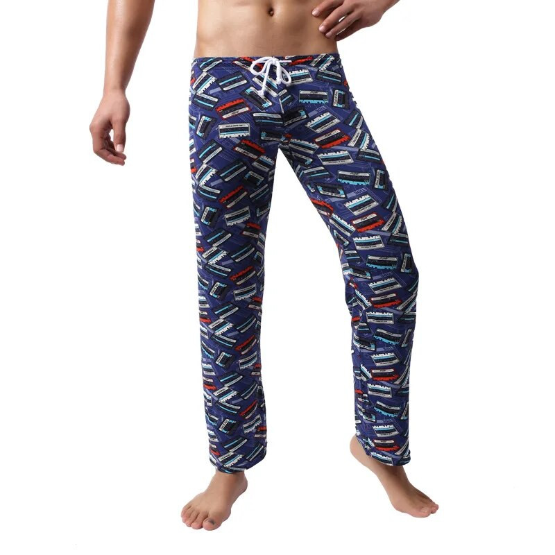 Vīriešu guļambikses apdrukātas brīvas bikses atpūtas telpas apģērba bikses ikdienišķas savelkamās guļamveļas Pantalones apakšveļa pidžamas bikses