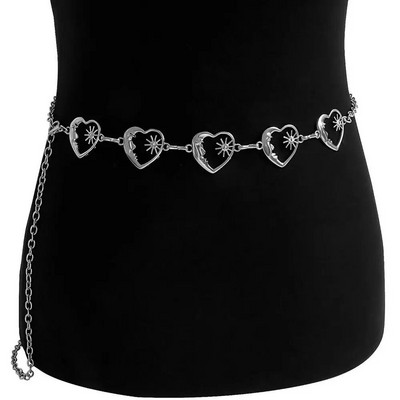 Sieviešu vintage, universāla hiphopa stila panku vidukļa ķēdes kleita, sieviešu jostas, saules jostasvieta