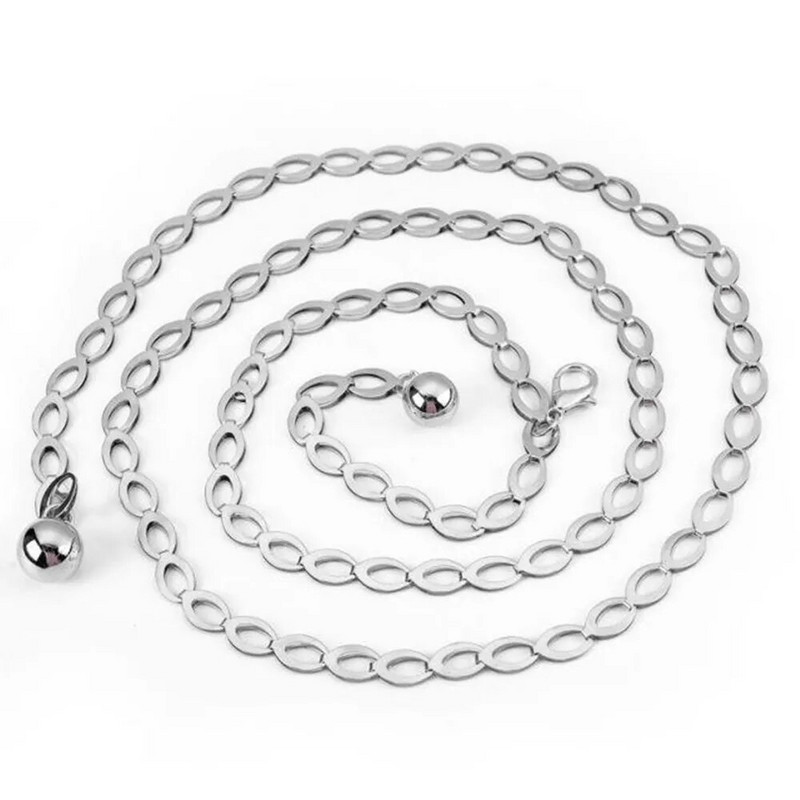 Naiste moevööd Luksuslik disainivöö Retrohõbedane nikerdatud õõnes kettvöö naistele Elegantne ümmargune metallist naiste vöö