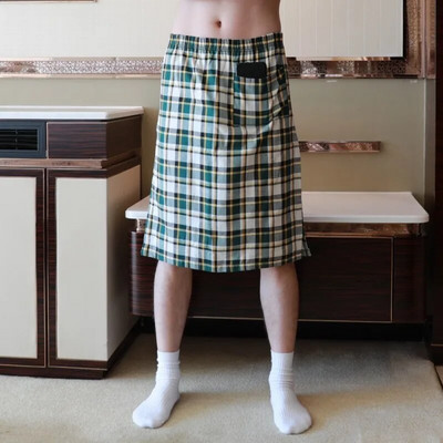 Seksikad meeste pidžaamad meeste magamisriided Meeste Briti stiilis ruuduline lahtine salong pidžaama meestele puuvillane püksiriided küljes poolitatud öösärk