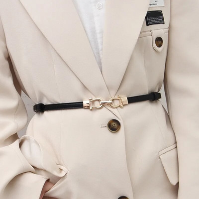 Plānas retro zelta sprādzes regulējamas sieviešu jostas Pu ādas modes savvaļas šaura kleita džinsi dekoratīvas siksnas jostasvietas