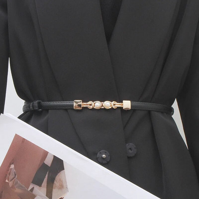 Plānas retro zelta sprādzes regulējamas sieviešu jostas Pu ādas modes savvaļas šaura kleita džinsi dekoratīvas siksnas jostasvietas