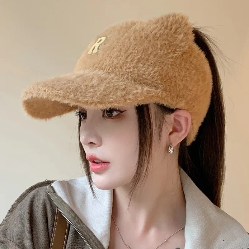 Téli sapka női 2023 divatos macska fülek üres cilinder női ősz téli meleg sport golf sapka Gorras Hombre lófarok védő sapka
