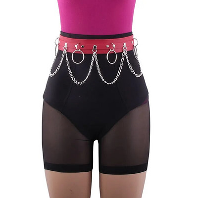 Seksi ženski gotički hiphop remen s lancem Harajuku punk stil Jk struk Podesiva disko plesna Pu haljina Traperice Lanac oko struka