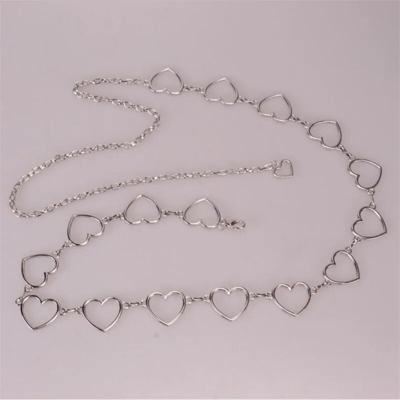 Hlače s pojasom od 100 cm, klasični lanac oko struka, šuplji pojas, ljubavno srce, za žene Hip-hop stil, modni fini pojasevi oko struka Trendy