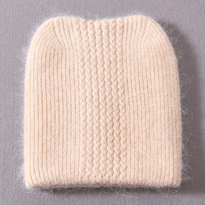 Jaxmonoy Kapa kapa od zečjeg krzna s mačjim ušima Zimska dvoslojna topla pahuljasta angora mješavina Skullies Jesen Djevojka Slatka kapa s ušima Ženska