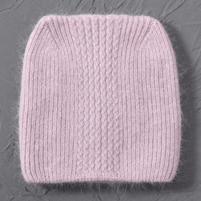 Jaxmonoy Kapa kapa od zečjeg krzna s mačjim ušima Zimska dvoslojna topla pahuljasta angora mješavina Skullies Jesen Djevojka Slatka kapa s ušima Ženska