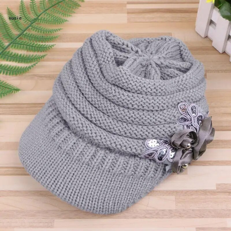 X7YA naiste naiste silmkoeline müts, talv heegeldatud peaked nokamüts, kootud pealuu müts