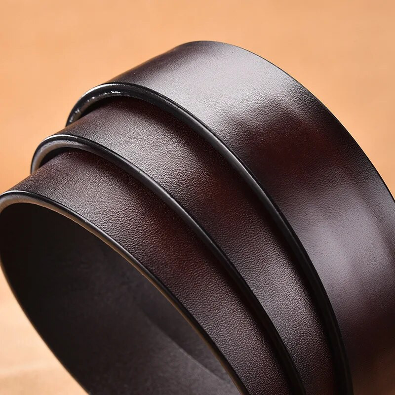 Kvaliteetne veisenahast rihm Meeste automaatne pandlaga rihm ilma pandlata Fashion ehtsast nahast rihm meestele ilma pandlata3,5cm