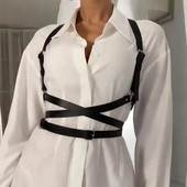 Gothic roku darbs PU ādas zirglietas jostas modes mākslīgās ādas būris veste krūtis tēlnieciska ķermeņa siksna vidukļa josta Cincher Harajuku