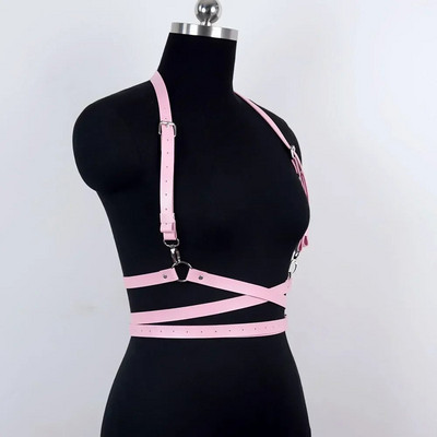 Gothic roku darbs PU ādas zirglietas jostas modes mākslīgās ādas būris veste krūtis tēlnieciska ķermeņa siksna vidukļa josta Cincher Harajuku