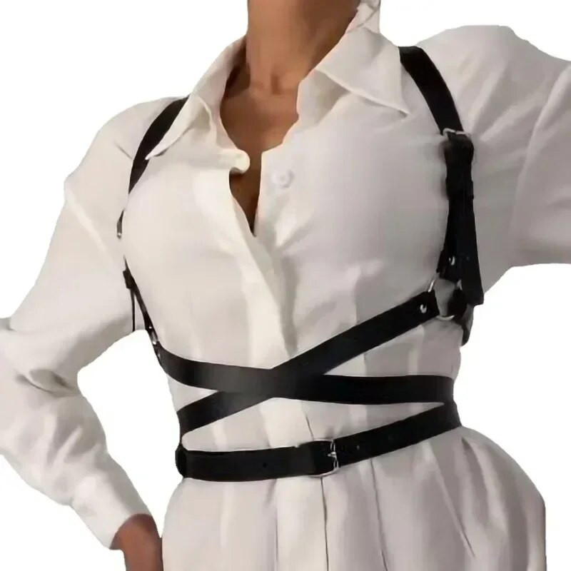 Gothic roku darbs PU ādas zirglietas jostas modes mākslīgās ādas būris veste krūtis tēlnieciska ķermeņa siksna vidukļa josta Cincher Harajuku