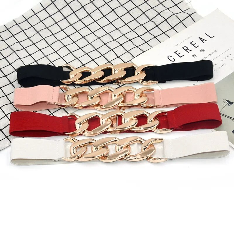 Modni, elegantni elastični široki ženski remen, kopča sa zlatnim prstenom, ukrasni ženski remeni za haljine, dizajnerski remeni, ženske visoke kvalitete
