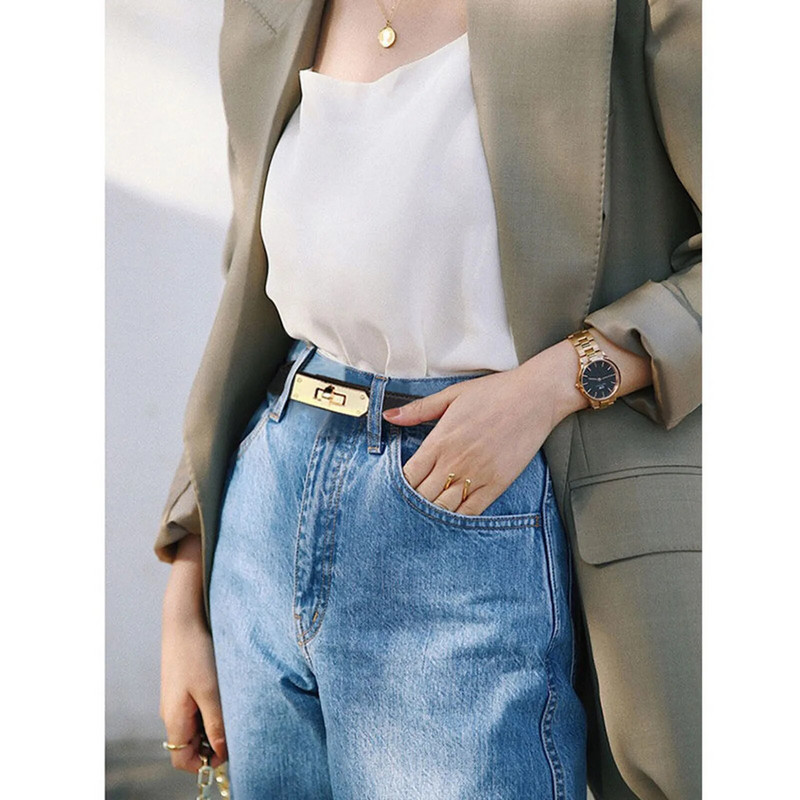 Remen od goveđe kože Ženska moda Ležerna luksuzna dizajnerska haljina Traperice Dodaci Dekoracija Goth Punk Steznik s pojasom za žene Novo