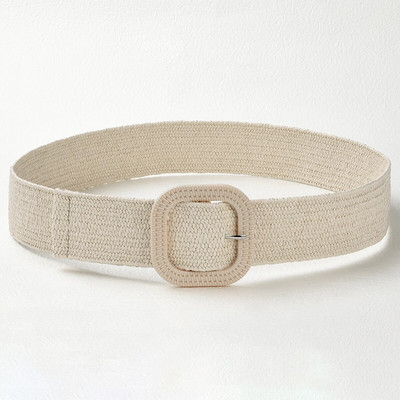 Vintage Bohemian četvrtasta kopča Elastični pleteni pojasevi Žensko ljetno divlje laneno tkanje Lažni slamnati pojas za pojas Dekoracija košulje