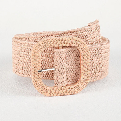 Vintage Bohemian četvrtasta kopča Elastični pleteni pojasevi Žensko ljetno divlje laneno tkanje Lažni slamnati pojas za pojas Dekoracija košulje