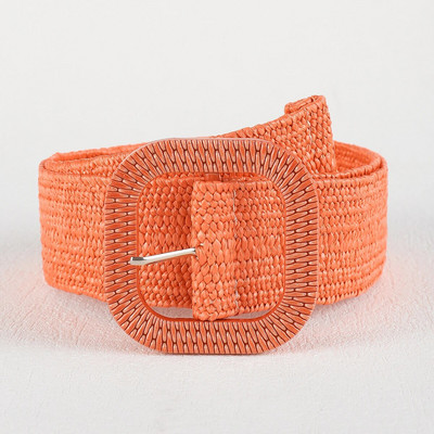 Vintage Bohemian četvrtasta kopča Elastični pleteni pojasevi Žensko ljetno divlje laneno tkanje Lažni slamnati pojas za pojas Dekoracija košulje