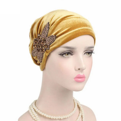 Krelles Ziedi Sievietēm Vēzis Chemo Samta cepure Musulmaņu Beanie Turban Head Wrap Cap