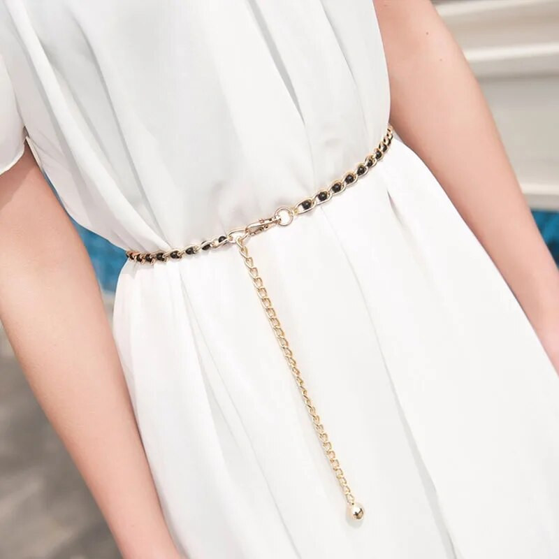 Metalna kugla, privjesak, lanac oko struka, ženski tanki remen, zlatno-sjeverna boja, dugi pojas, ženski remen za suknju, ukrasni pojas