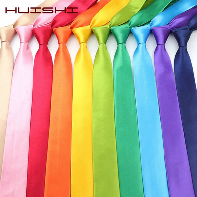 Вратовръзка HUISHI за мъже 38 едноцветни тънка вратовръзка Полиестер Тясна вратовръзка Червени сини официални парти вратовръзки Моден ежедневен аксесоар за риза