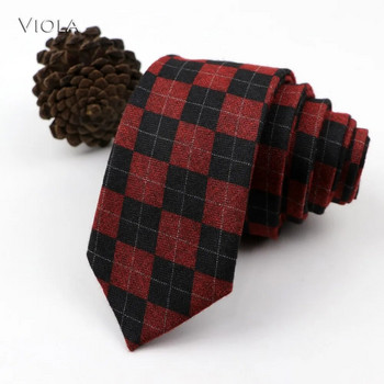 Vintage μαλακό μάλλινο βαμβακερό δέσιμο καρό ανδρικό ριγέ 6cm Στενή γραβάτα λεπτή Κόκκινη Μπλε Leisure Σμόκιν Κοστούμι Ανδρικό Δώρο Αξεσουάρ πουκάμισου