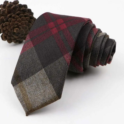 Vintage, mekana vunena pamučna kravata, karirana prugasta muška 6 cm uska kravata, tanka crveno plava odijelo za slobodno vrijeme, smoking, muški poklon, dodatak za košulju